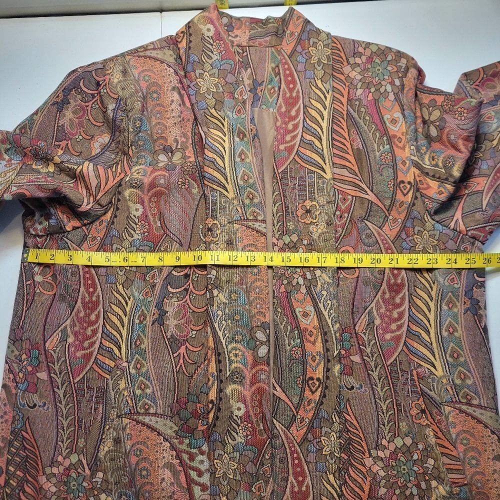 Blazer Smoking Jacket Swing Coat Jacquard Tapestry Abstract Paisley Vintage 80s - Picture 14 of 15
